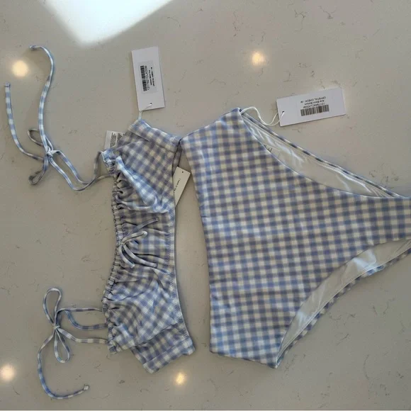 Reformation Light Blue Checkered Bikini - Picture 5 of 5